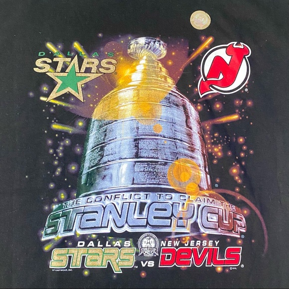 VINTAGE 2000 NEW JERSEY DEVILS VS DALLAS STARS STANLEY CUP FINALS T-SHIRT, XL - Picture 5 of 13